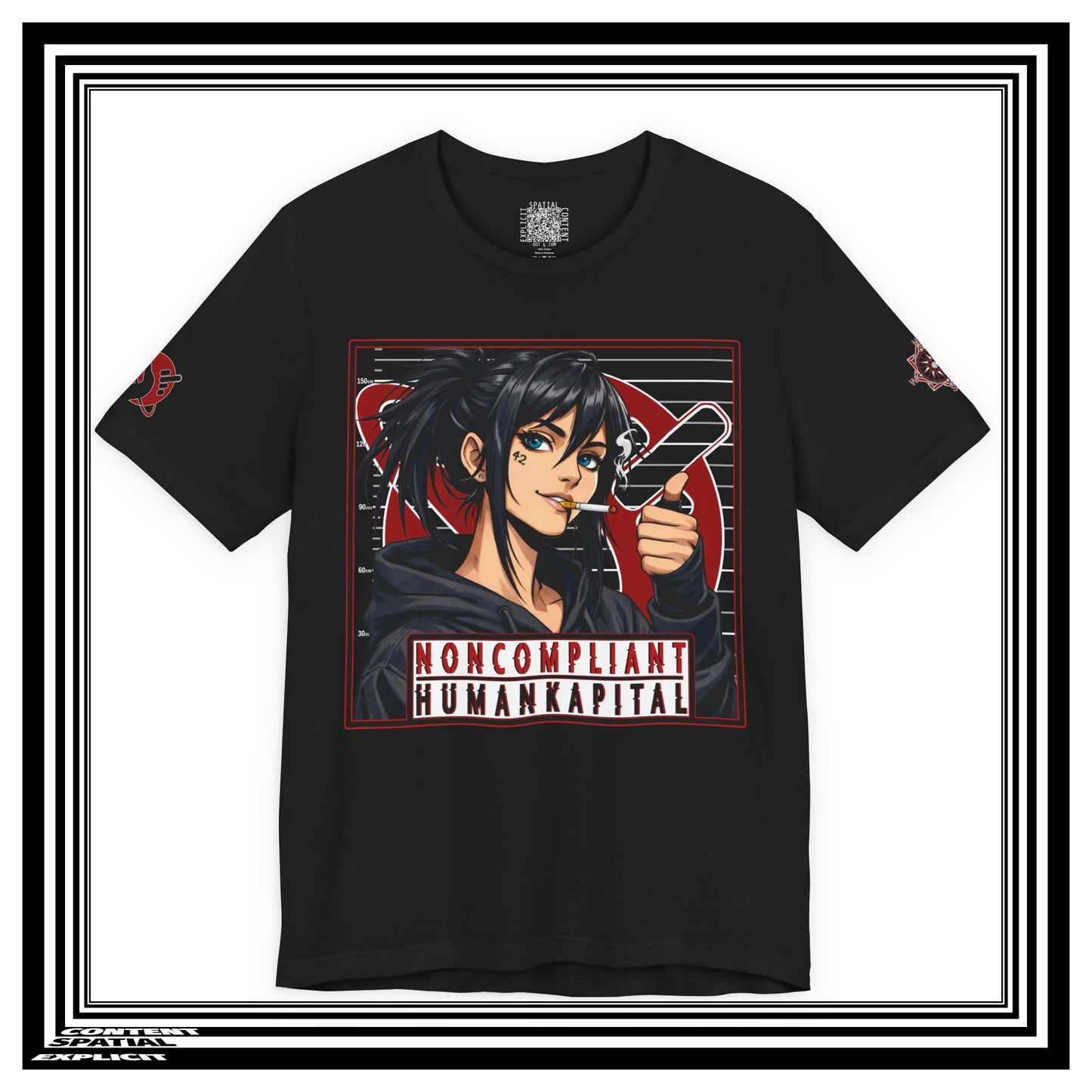NONCOMPLIANT HUMANKAPITAL - Front Design - 42 RED - Anime Cyberpunk - Unisex Jersey Short Sleeve Graphic T-shirt