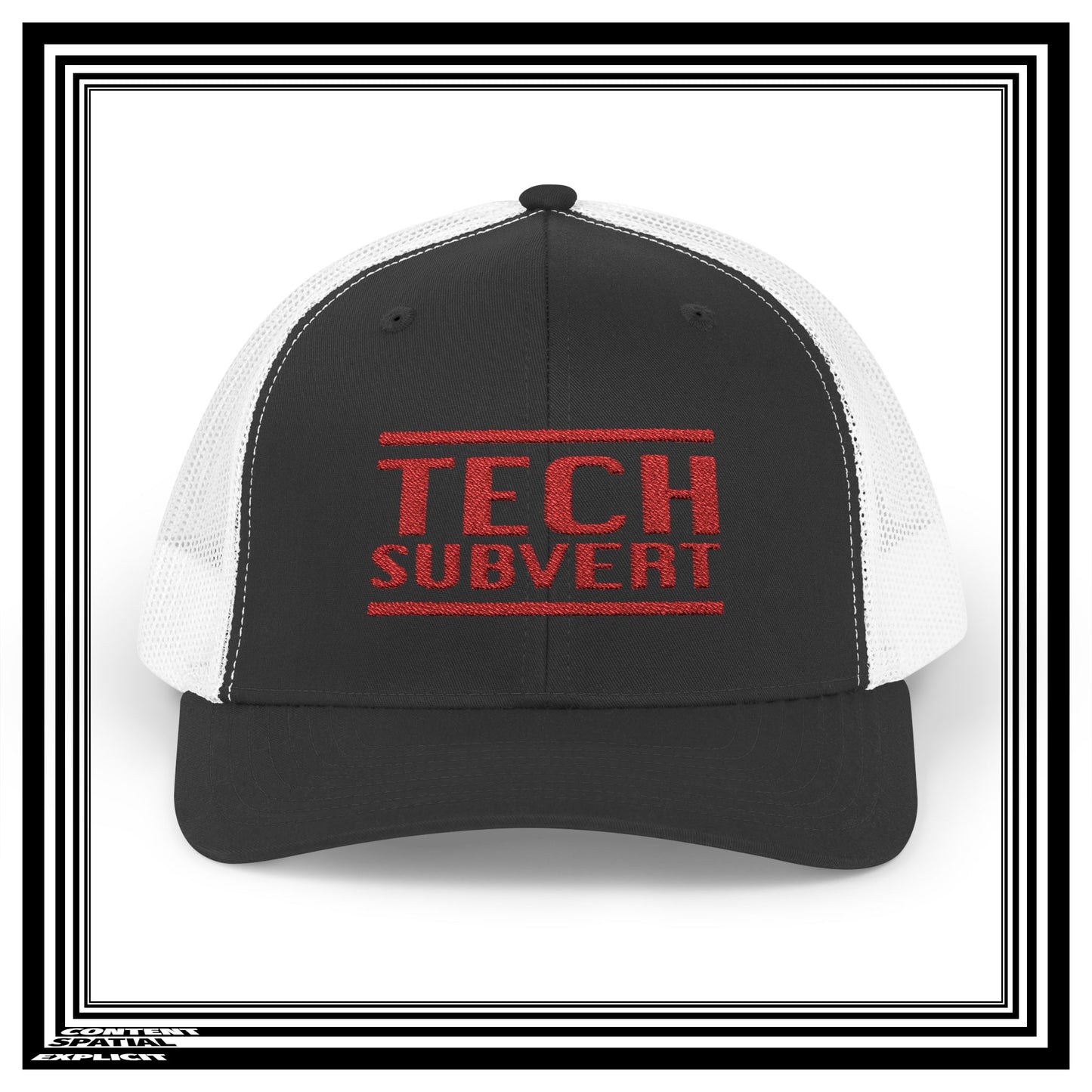 TECH SUBVERT - RED - Tech Support Parody - Embroidered Snapback Trucker Cap