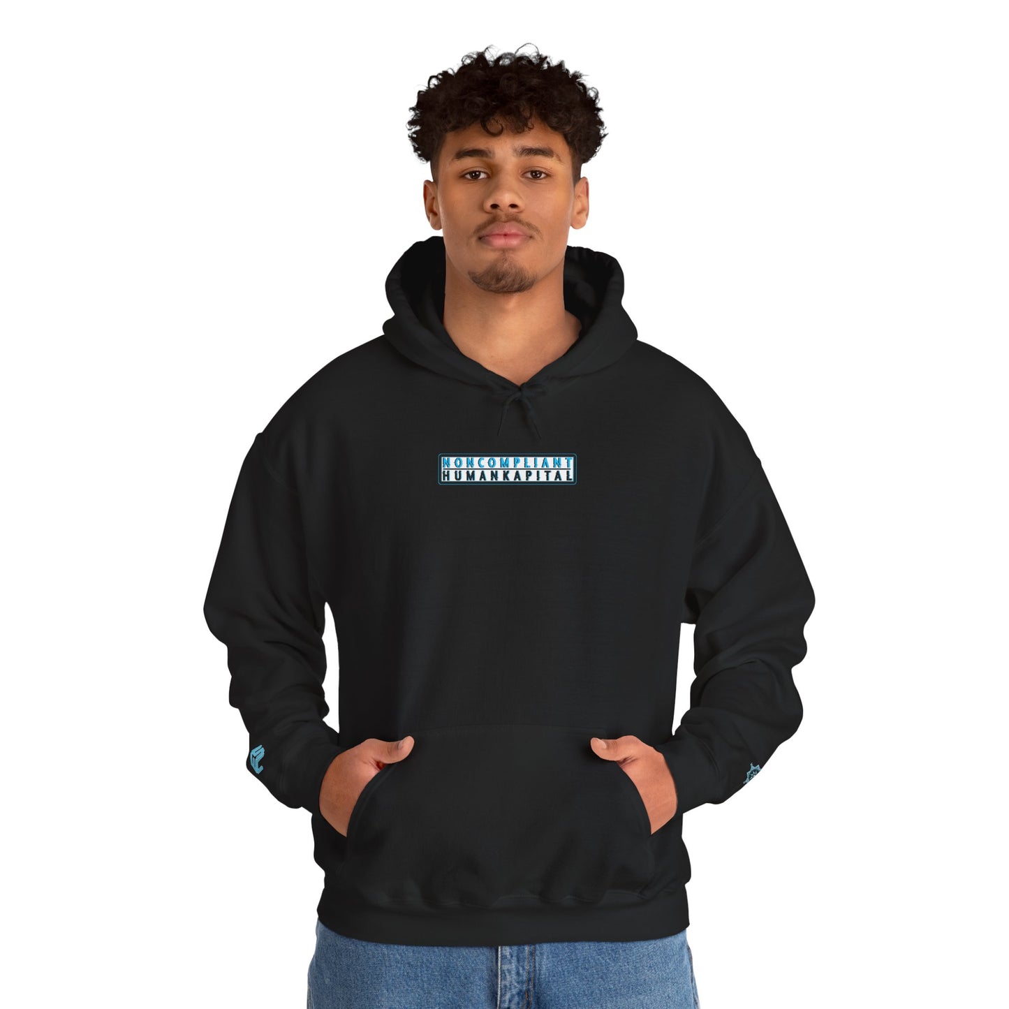 NONCOMPLIANT HUMANKAPITAL - 42 BLUE - Anime Cyberpunk - Unisex Heavy Blend™ Graphic Hooded Sweatshirt