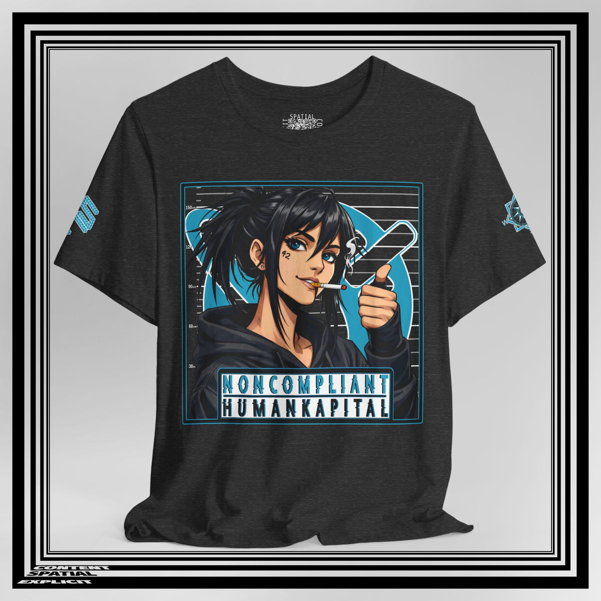 NONCOMPLIANT HUMANKAPITAL - Front Design - 42 BLUE - Anime Cyberpunk - Unisex Jersey Short Sleeve Graphic T‑Shirt