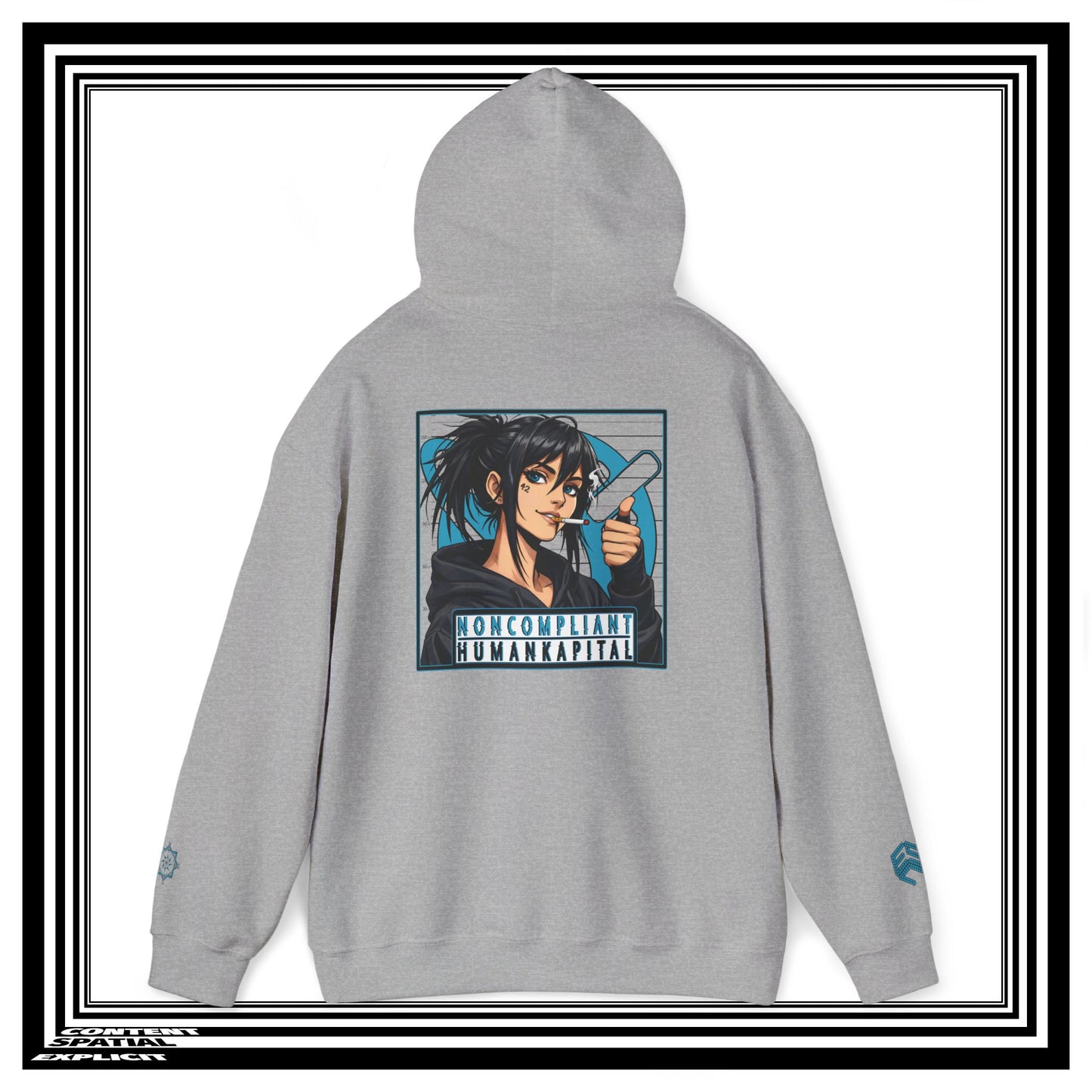 NONCOMPLIANT HUMANKAPITAL - 42 BLUE - Anime Cyberpunk - Unisex Heavy Blend™ Graphic Hooded Sweatshirt
