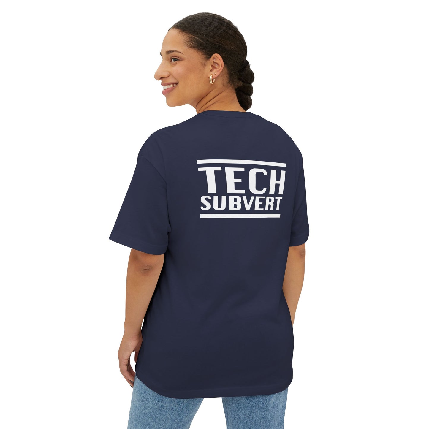 TECH SUBVERT - Nametag: Not Important - Tech Support Parody - Oversized Boxy Tee