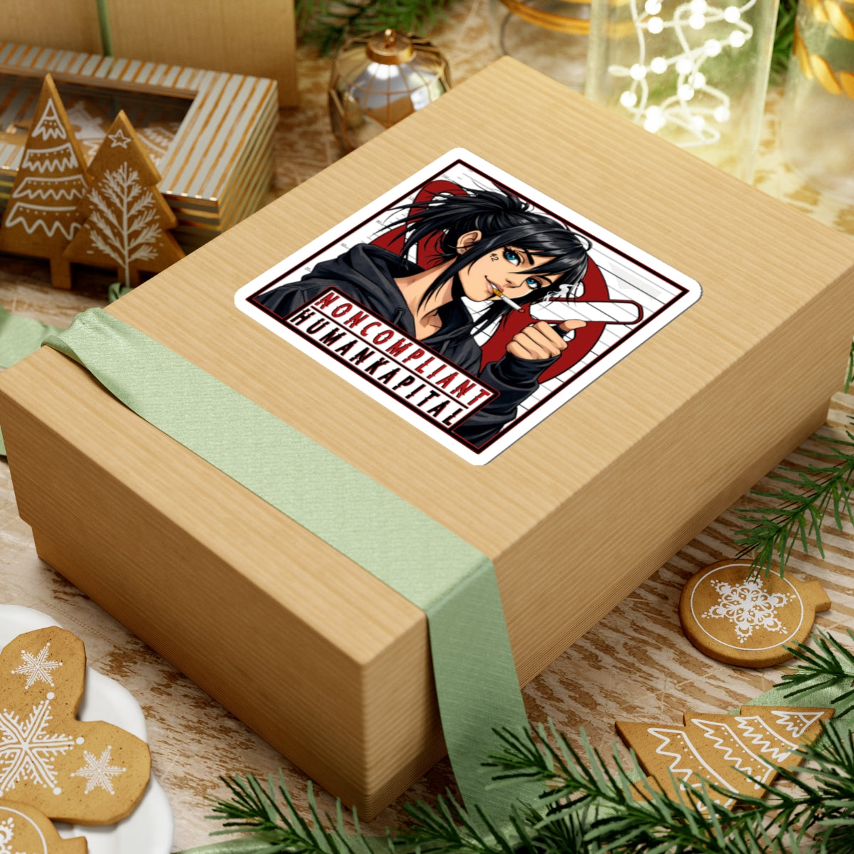 NONCOMPLIANT HUMANKAPITAL - RED- Anime Rebel  - Kiss-Cut Decal