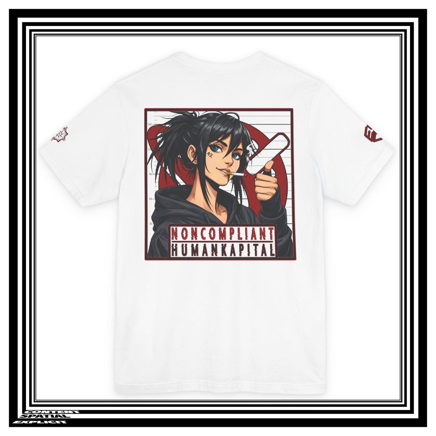 NONCOMPLIANT HUMANKAPITAL - NE'ER-DO-WELL - 42 RED - Anime Cyberpunk - Unisex Jersey Short Sleeve Graphic T-shirt