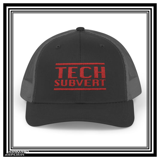 TECH SUBVERT - RED - Tech Support Parody - Embroidered Snapback Trucker Cap