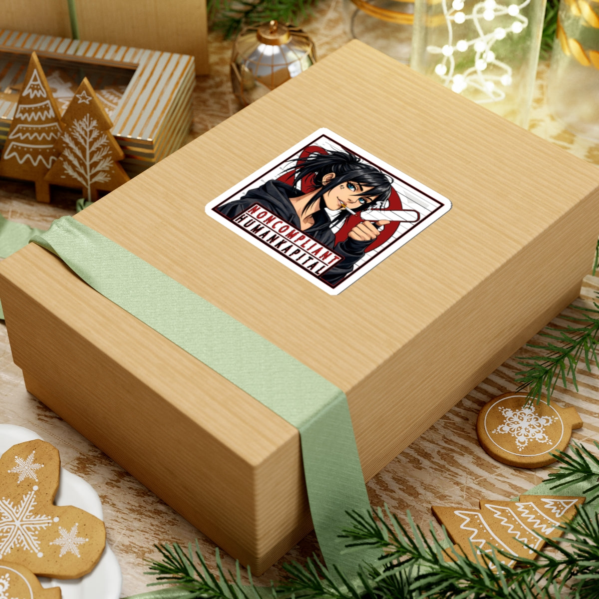 NONCOMPLIANT HUMANKAPITAL - RED- Anime Rebel  - Kiss-Cut Decal