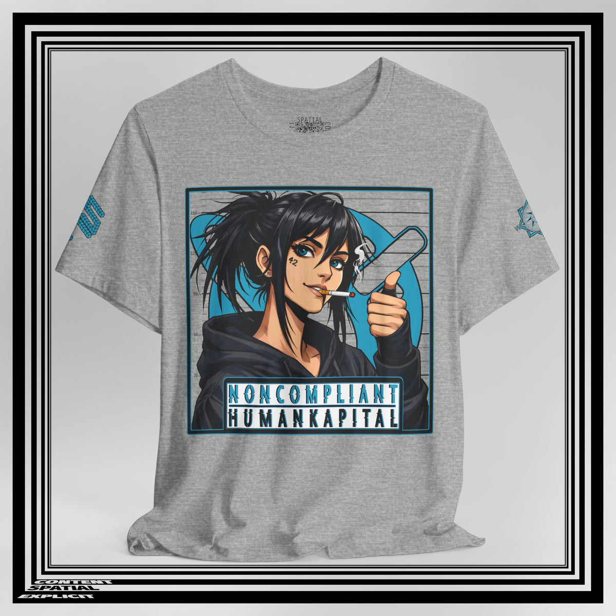 NONCOMPLIANT HUMANKAPITAL - Front Design - 42 BLUE - Anime Cyberpunk - Unisex Jersey Short Sleeve Graphic T‑Shirt