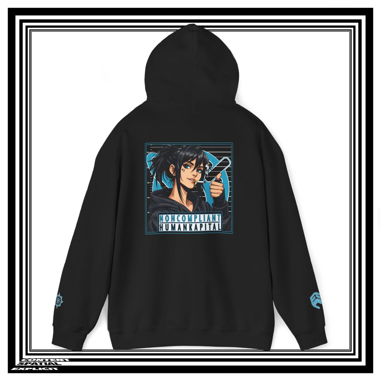 NONCOMPLIANT HUMANKAPITAL - 42 BLUE - Anime Cyberpunk - Unisex Heavy Blend™ Graphic Hooded Sweatshirt
