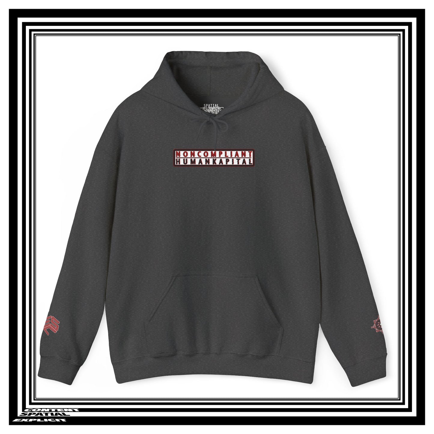 NONCOMPLIANT HUMANKAPITAL - 42 RED - Anime Cyberpunk - Unisex Heavy Blend™ Graphic Hooded Sweatshirt