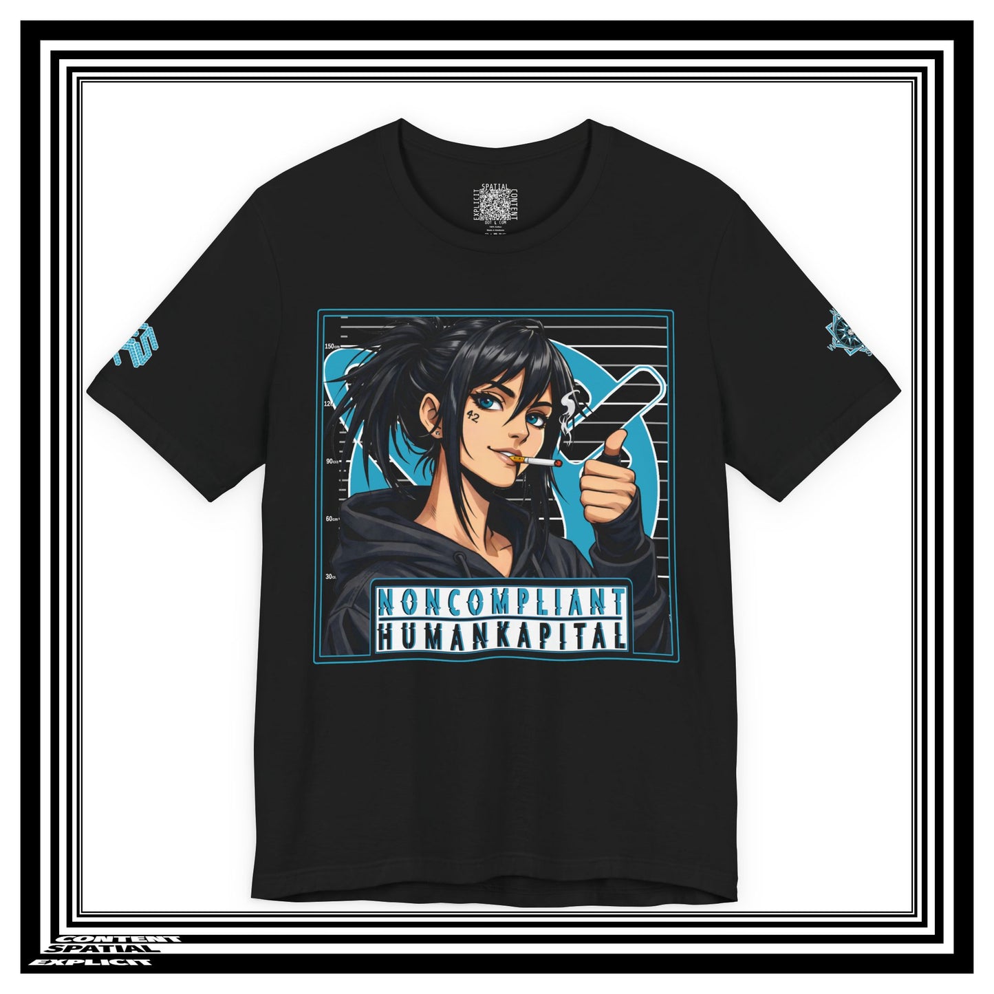 NONCOMPLIANT HUMANKAPITAL - Front Design - 42 BLUE - Anime Cyberpunk - Unisex Jersey Short Sleeve Graphic T‑Shirt
