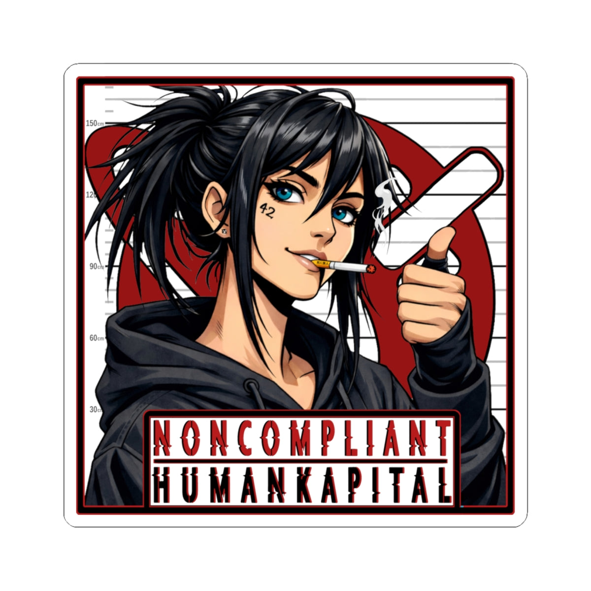 NONCOMPLIANT HUMANKAPITAL - RED- Anime Rebel  - Kiss-Cut Decal