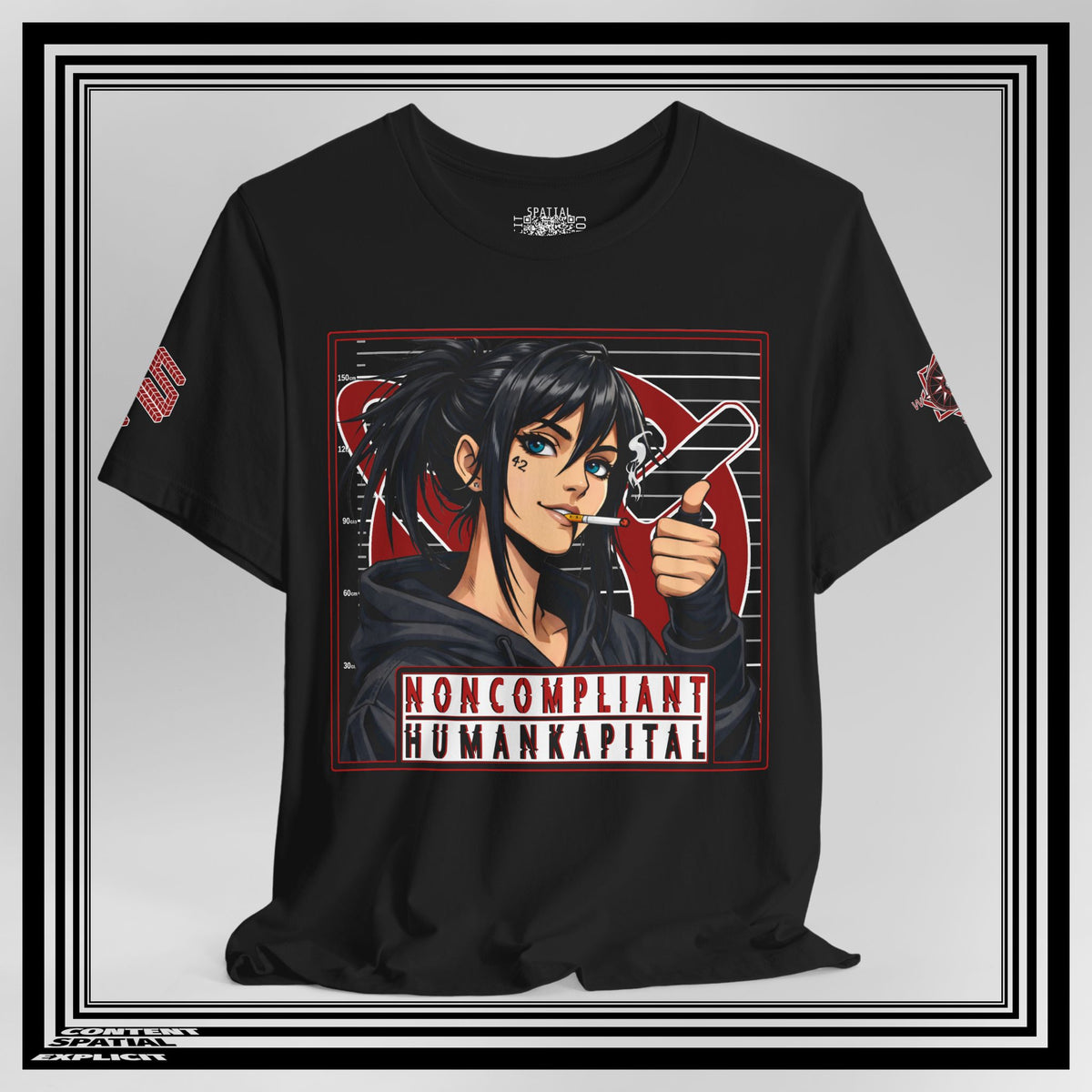 NONCOMPLIANT HUMANKAPITAL - Front Design - 42 RED - Anime Cyberpunk - Unisex Jersey Short Sleeve Graphic T-shirt
