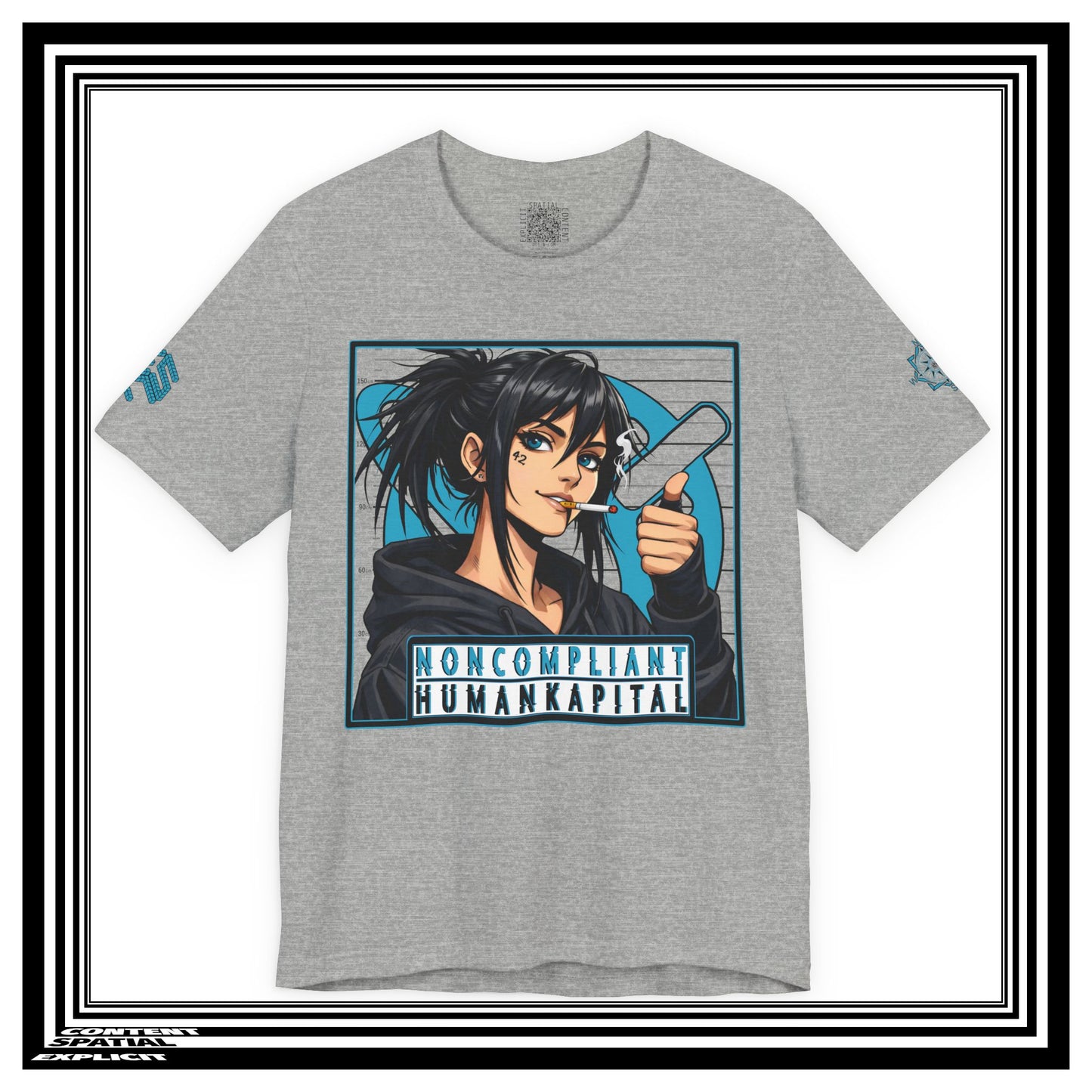 NONCOMPLIANT HUMANKAPITAL - Front Design - 42 BLUE - Anime Cyberpunk - Unisex Jersey Short Sleeve Graphic T‑Shirt