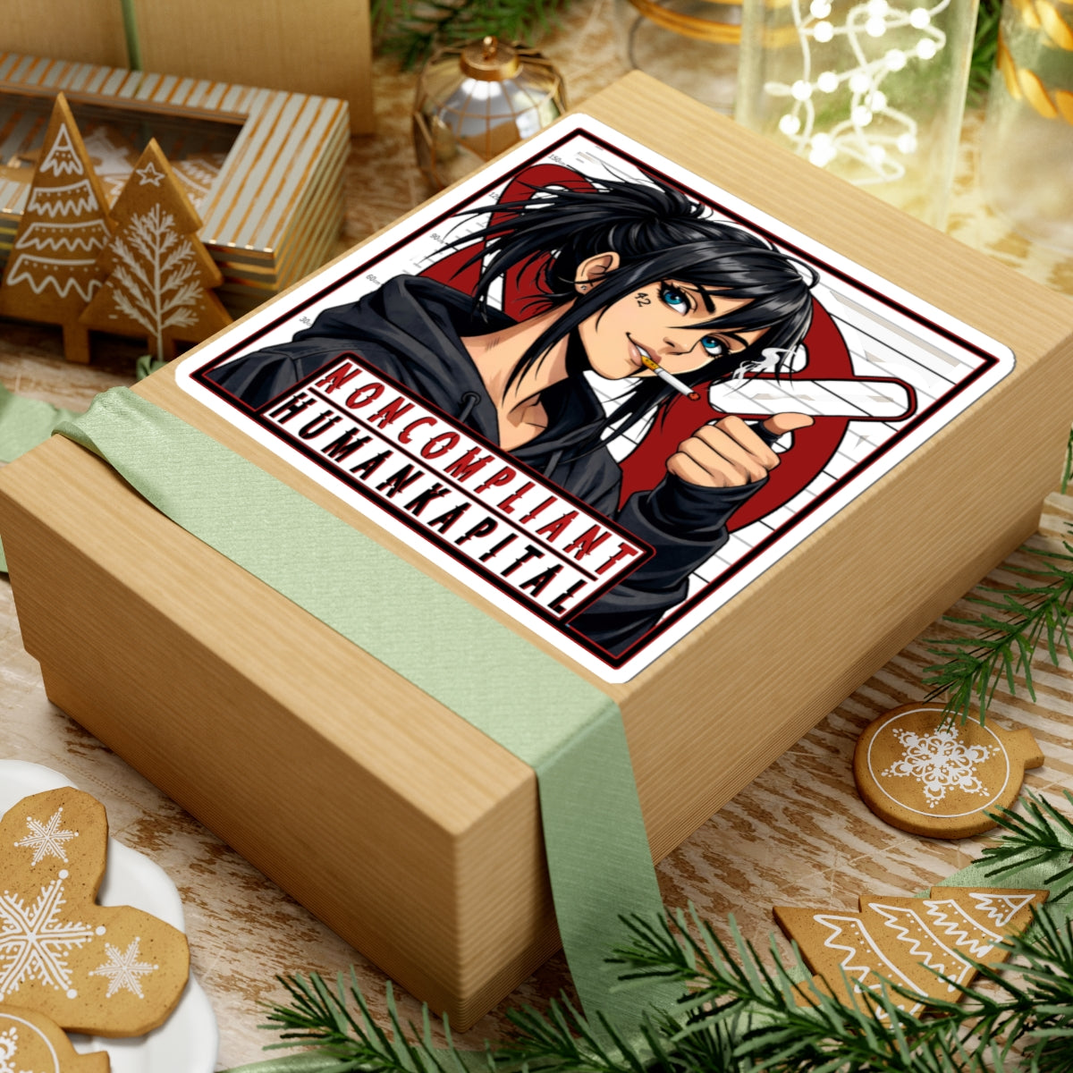 NONCOMPLIANT HUMANKAPITAL - RED- Anime Rebel  - Kiss-Cut Decal