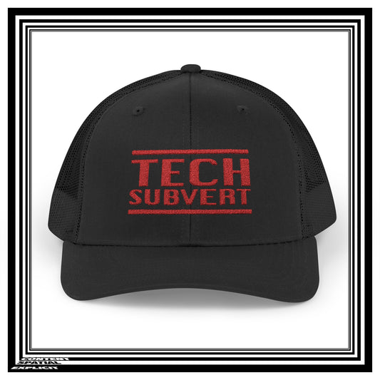 TECH SUBVERT - RED - Tech Support Parody - Embroidered Snapback Trucker Cap