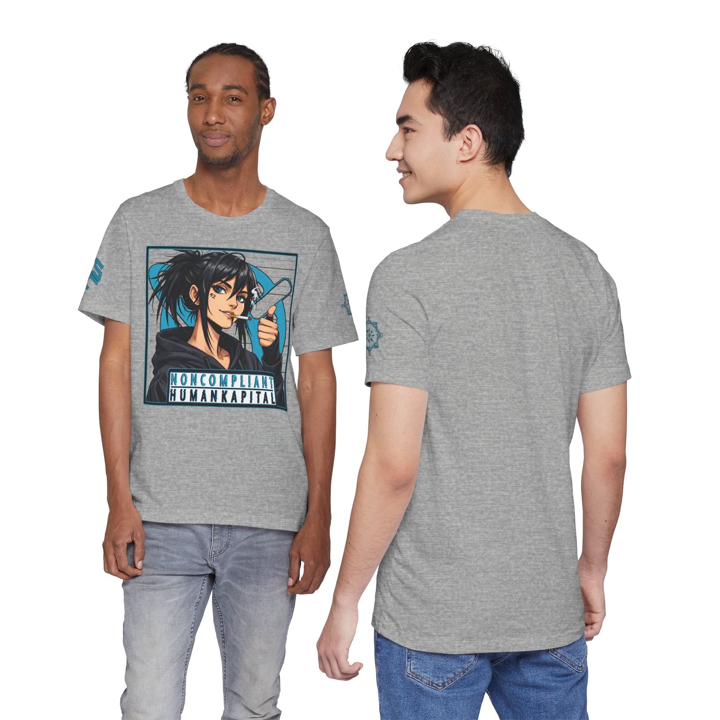 NONCOMPLIANT HUMANKAPITAL - Front Design - 42 BLUE - Anime Cyberpunk - Unisex Jersey Short Sleeve Graphic T‑Shirt