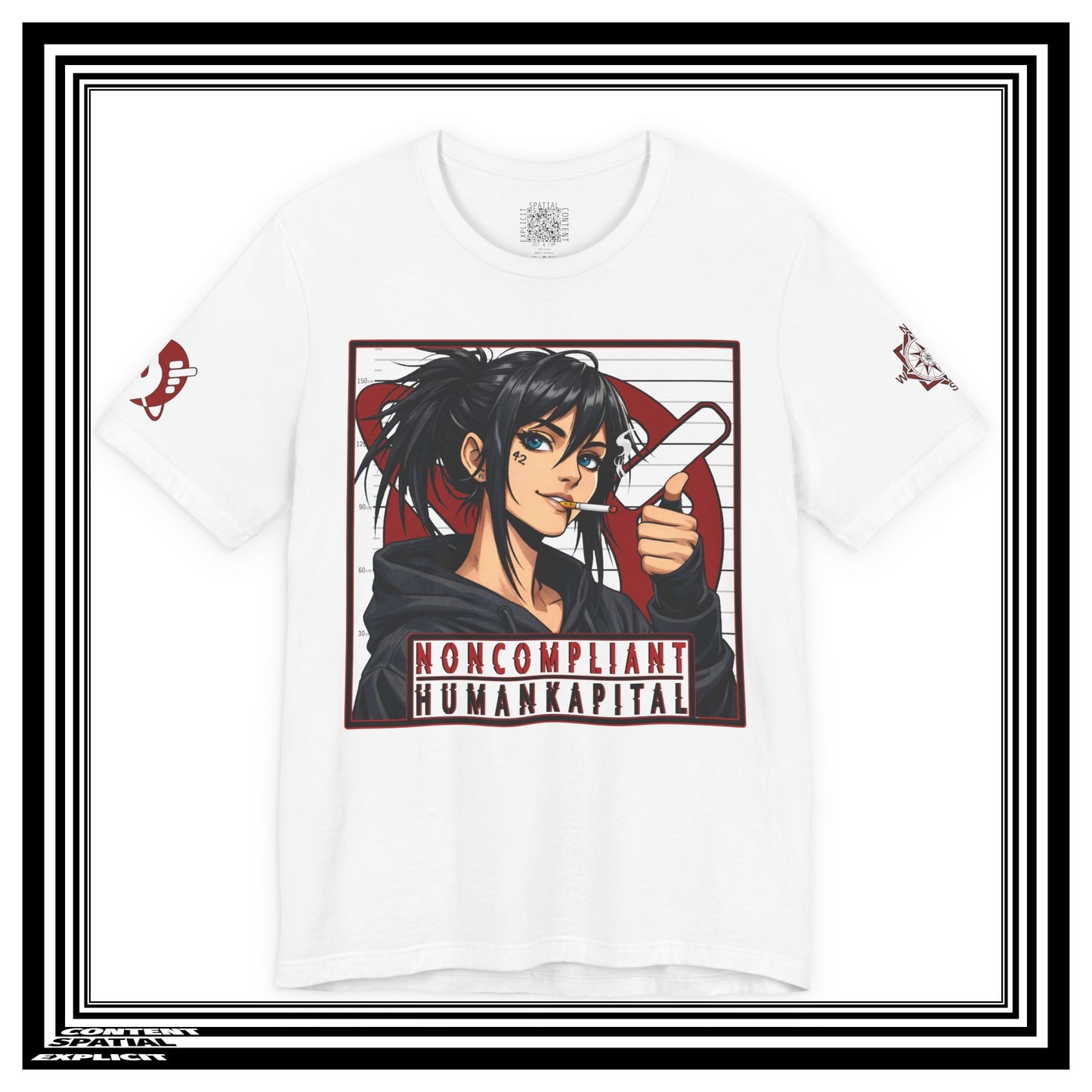 NONCOMPLIANT HUMANKAPITAL - Front Design - 42 RED - Anime Cyberpunk - Unisex Jersey Short Sleeve Graphic T-shirt