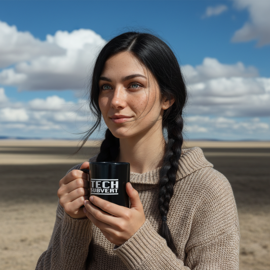 TECH SUBVERT - Let Us Be "Efficient" - Tech Support Parody - Black Ceramic Mug - Coffee Cup (11oz & 15oz) -