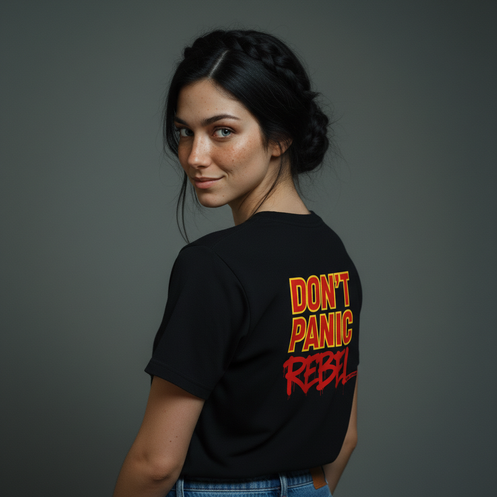 DON'T PANIC, REBEL (the absurd) - Back Design - Graphic Statement T-Shirt