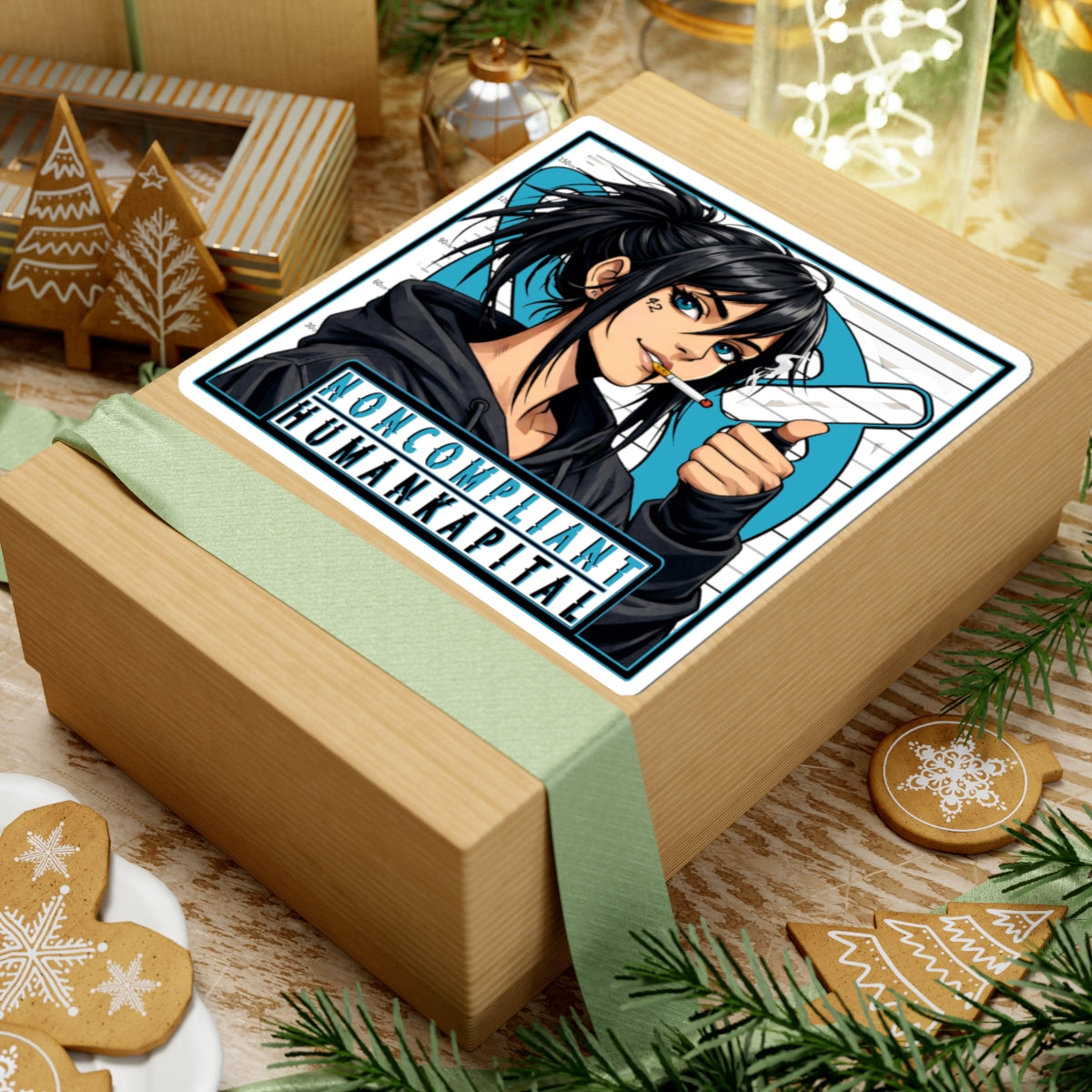 NONCOMPLIANT HUMANKAPITAL - BLUE - Anime Rebel  - Kiss-Cut Decal