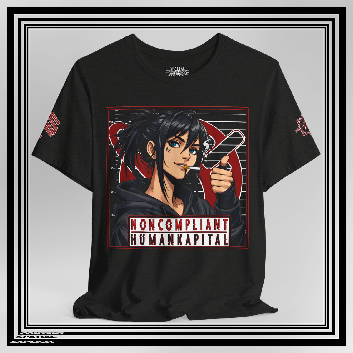 NONCOMPLIANT HUMANKAPITAL - Front Design - 42 RED - Anime Cyberpunk - Unisex Jersey Short Sleeve Graphic T-shirt