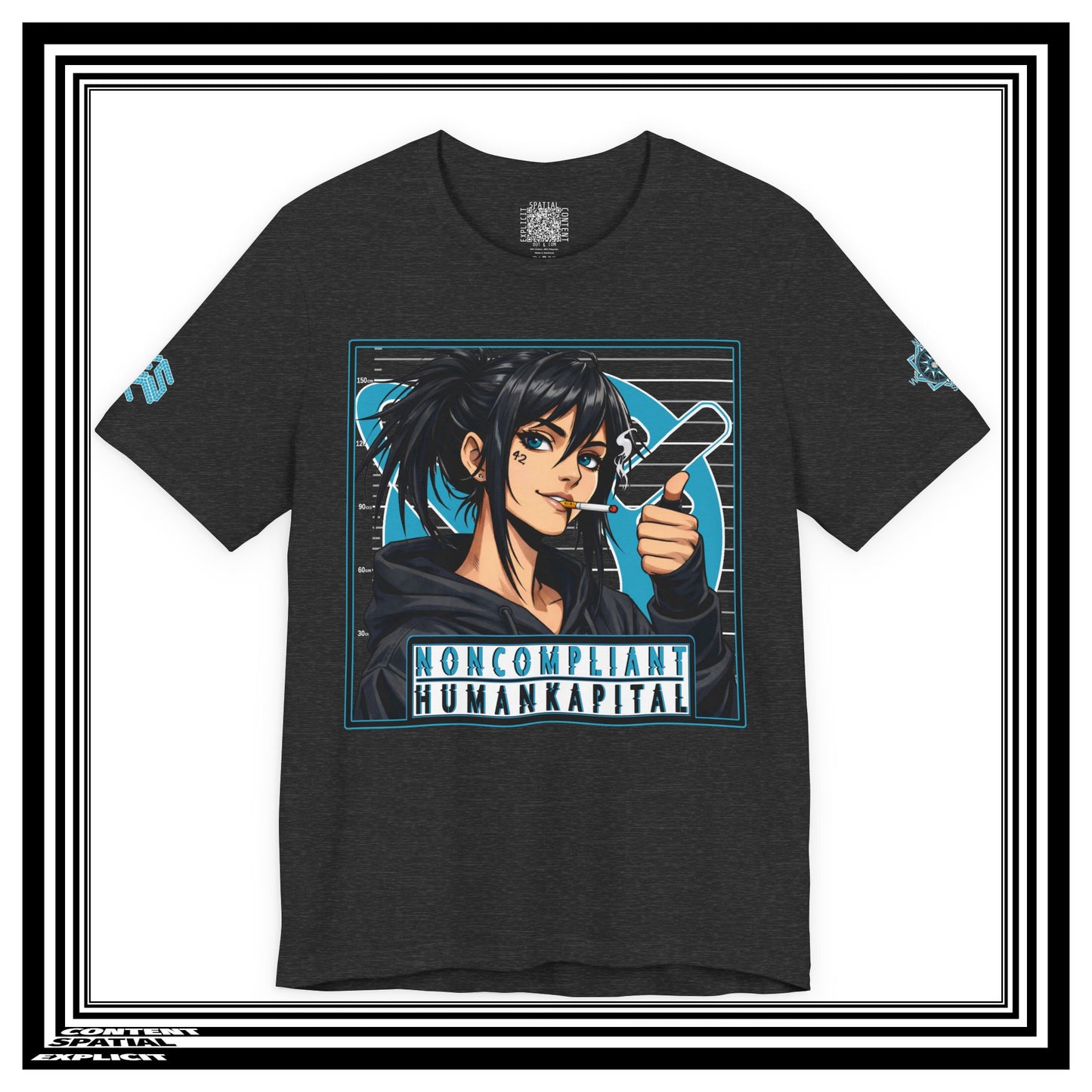 NONCOMPLIANT HUMANKAPITAL - Front Design - 42 BLUE - Anime Cyberpunk - Unisex Jersey Short Sleeve Graphic T‑Shirt