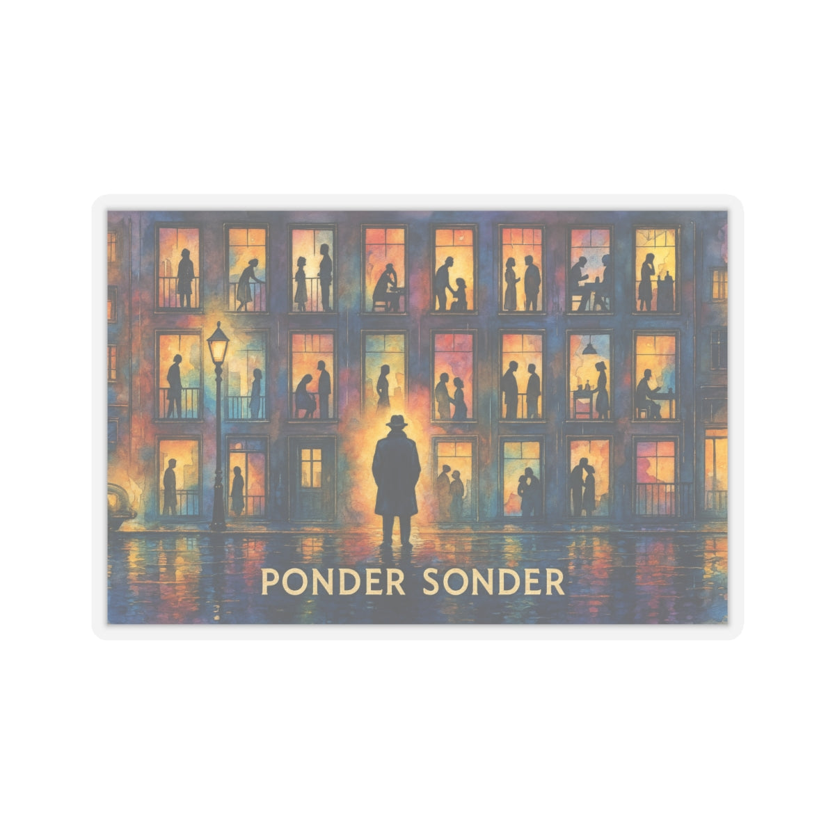 PONDER SONDER Kiss-Cut Sticker - Reflective City Window Silhouette Decal