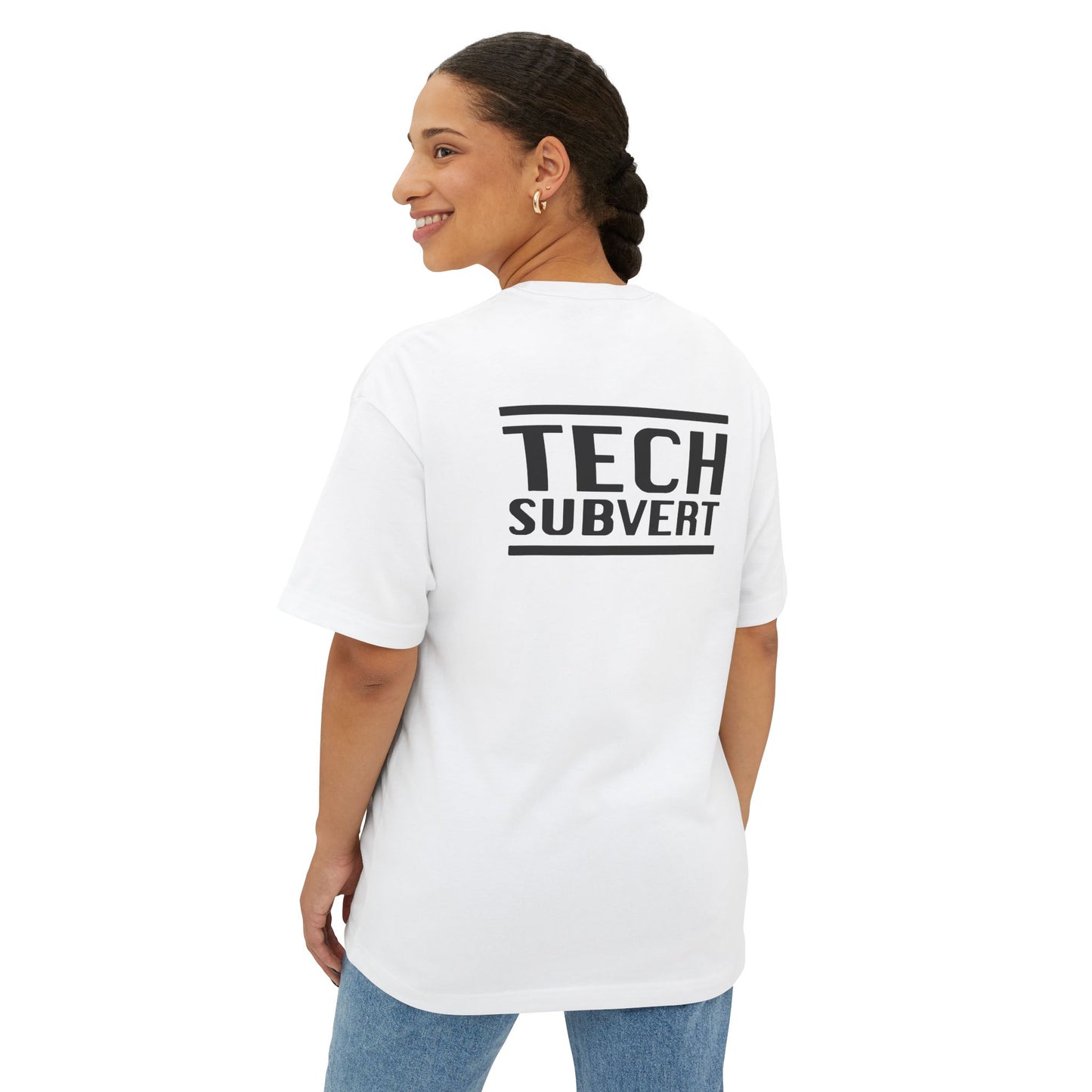 TECH SUBVERT - Nametag: Not Important - Tech Support Parody - Oversized Boxy Tee