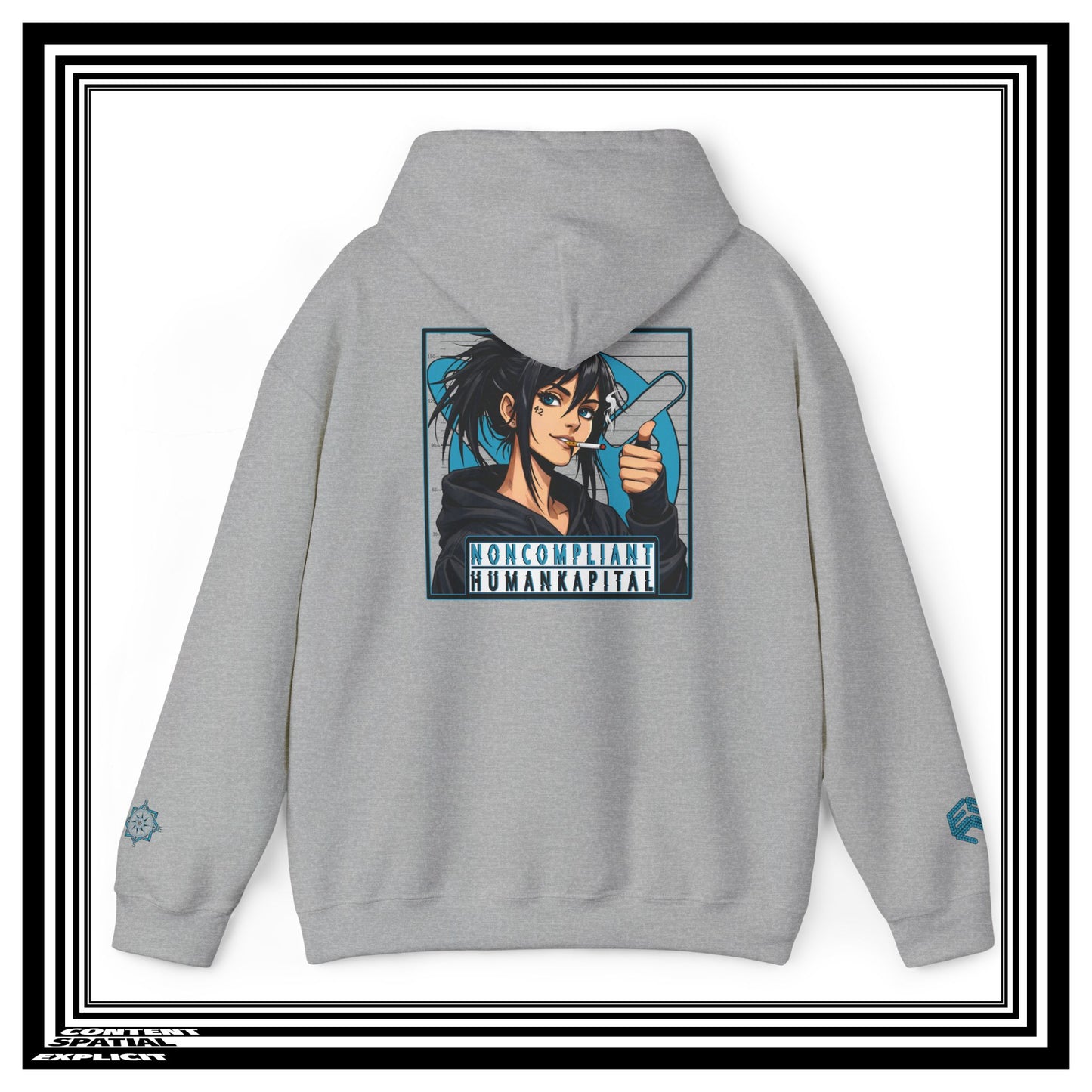 NONCOMPLIANT HUMANKAPITAL - 42 BLUE - Anime Cyberpunk - Unisex Heavy Blend™ Graphic Hooded Sweatshirt
