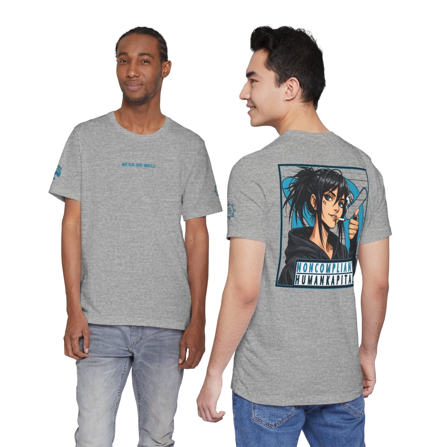 NONCOMPLIANT HUMANKAPITAL - NE'ER-DO-WELL - 42 BLUE - Anime Cyberpunk - Unisex Jersey Short Sleeve Graphic T‑Shirt
