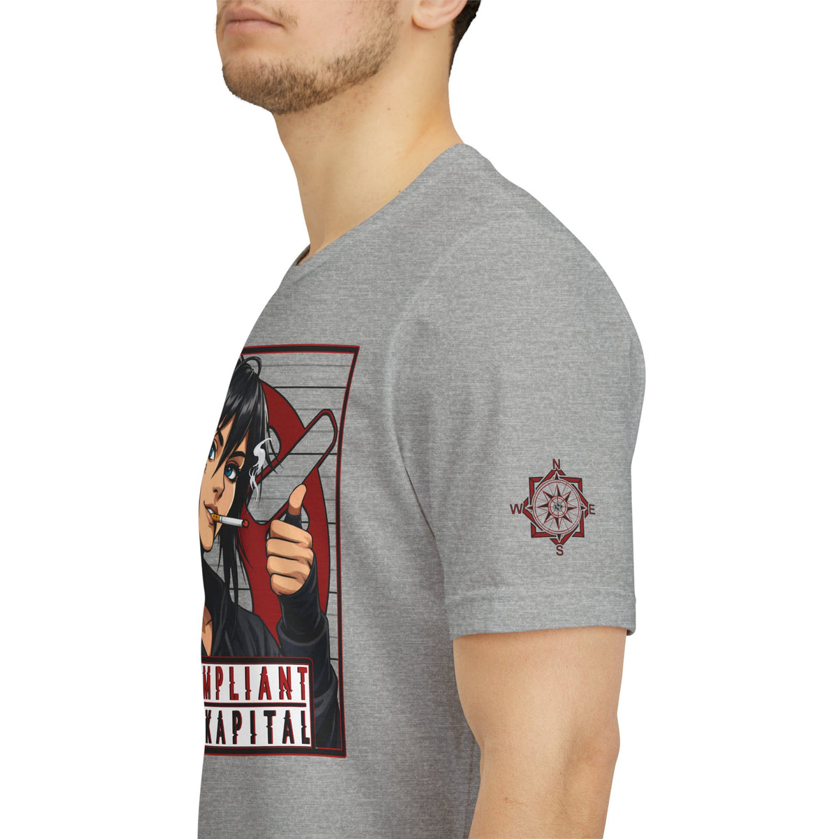 NONCOMPLIANT HUMANKAPITAL - Front Design - 42 RED - Anime Cyberpunk - Unisex Jersey Short Sleeve Graphic T-shirt