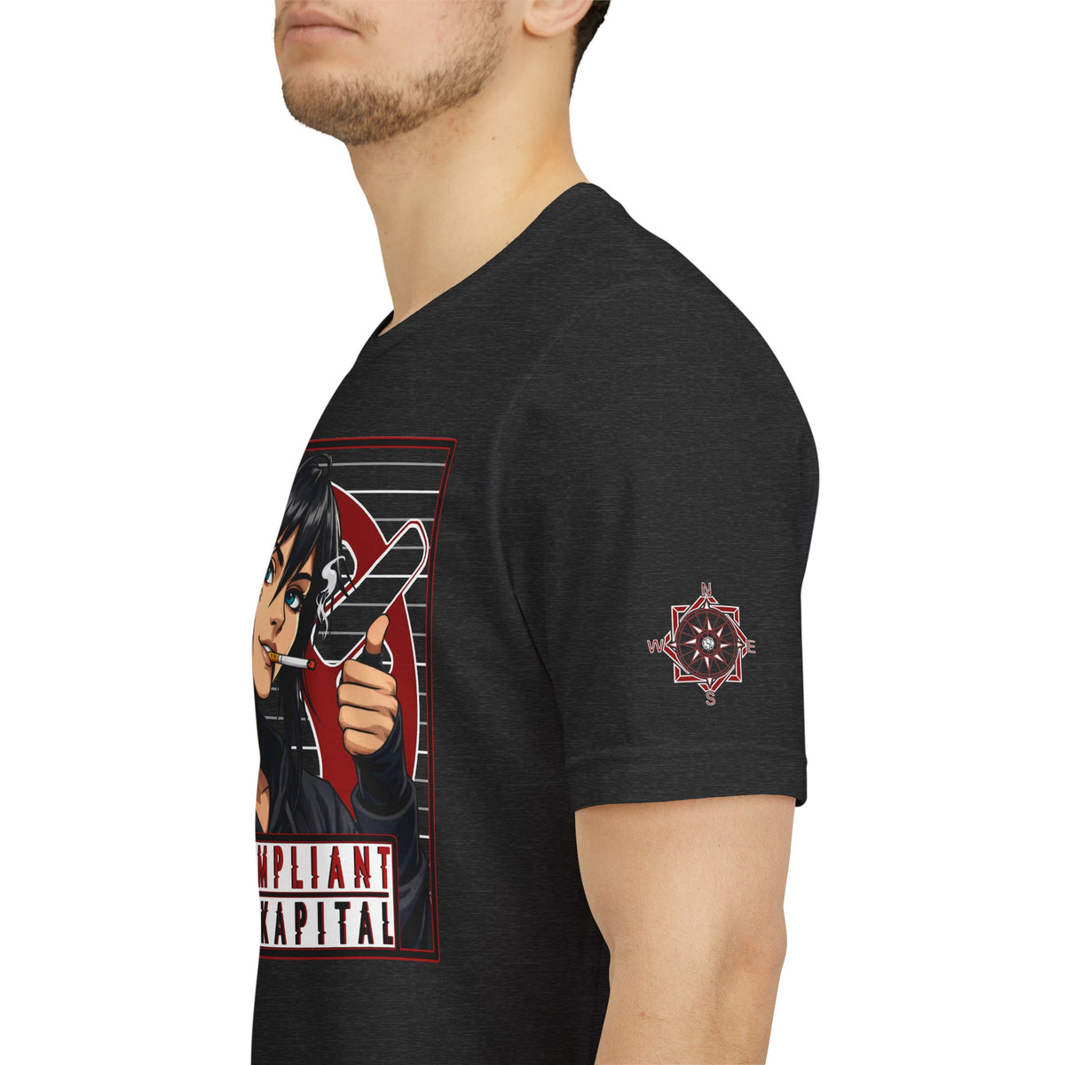 NONCOMPLIANT HUMANKAPITAL - Front Design - 42 RED - Anime Cyberpunk - Unisex Jersey Short Sleeve Graphic T-shirt