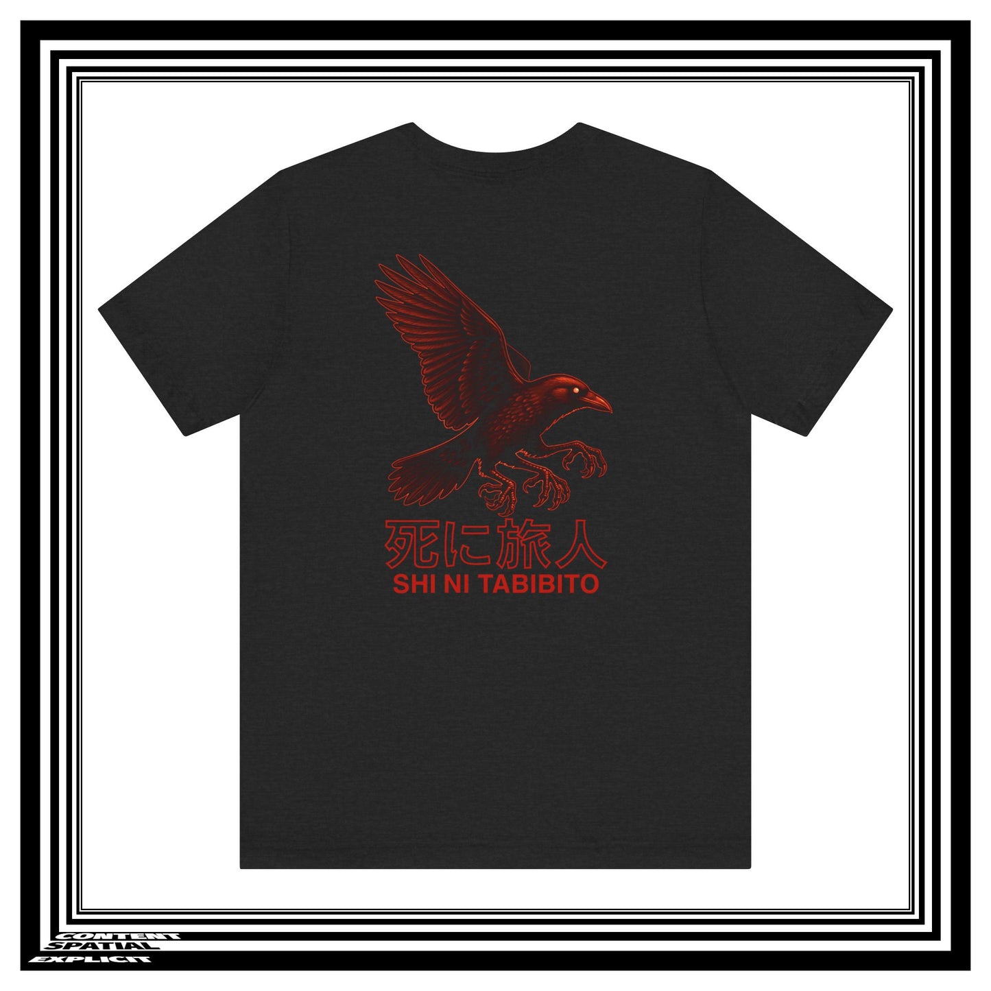 Three-legged Raven (Yatagarasu) - Back Design - Kanji - Unisex T-Shirt