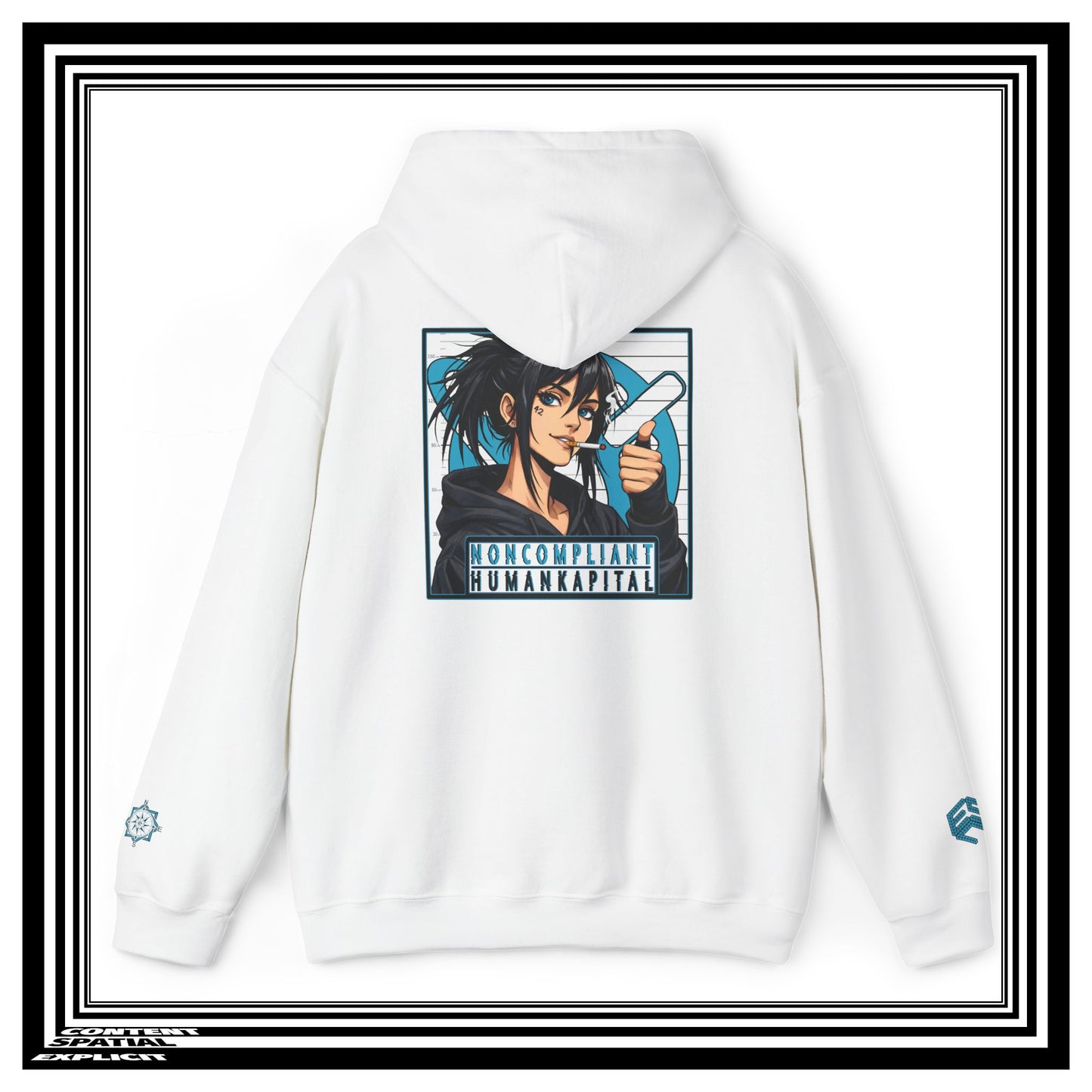 NONCOMPLIANT HUMANKAPITAL - 42 BLUE - Anime Cyberpunk - Unisex Heavy Blend™ Graphic Hooded Sweatshirt