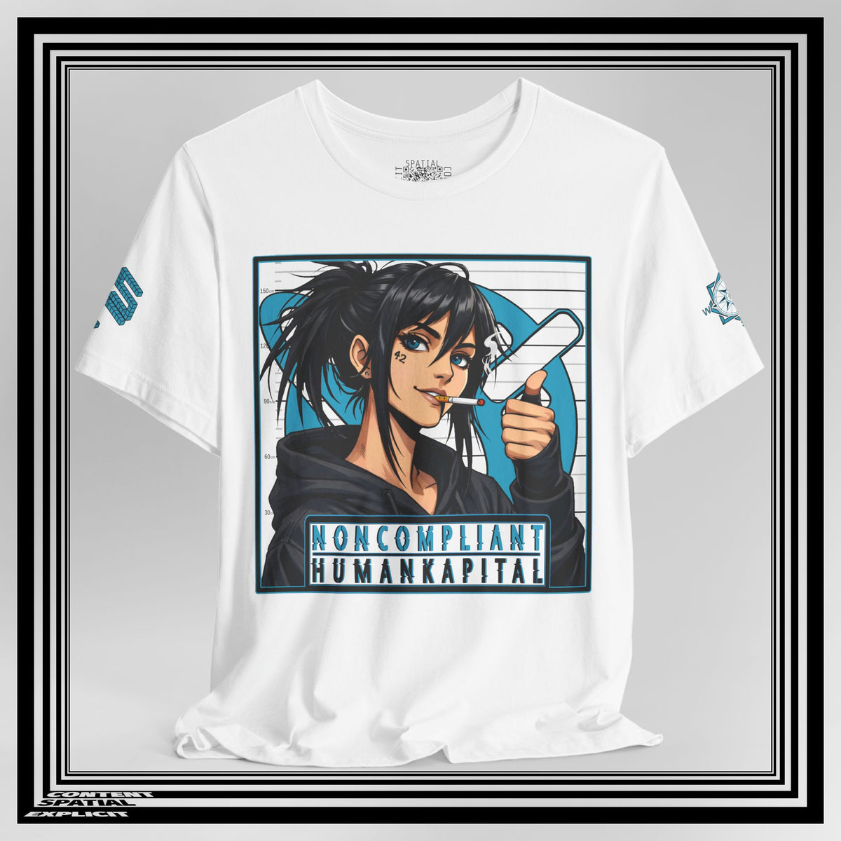 NONCOMPLIANT HUMANKAPITAL - Front Design - 42 BLUE - Anime Cyberpunk - Unisex Jersey Short Sleeve Graphic T‑Shirt