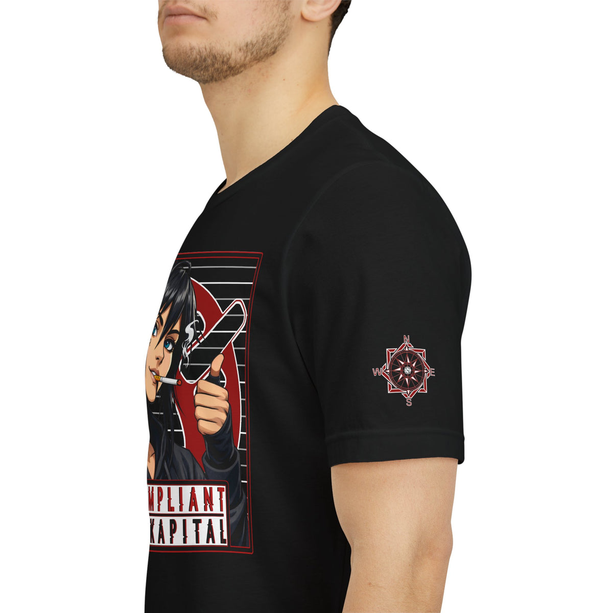 NONCOMPLIANT HUMANKAPITAL - Front Design - 42 RED - Anime Cyberpunk - Unisex Jersey Short Sleeve Graphic T-shirt