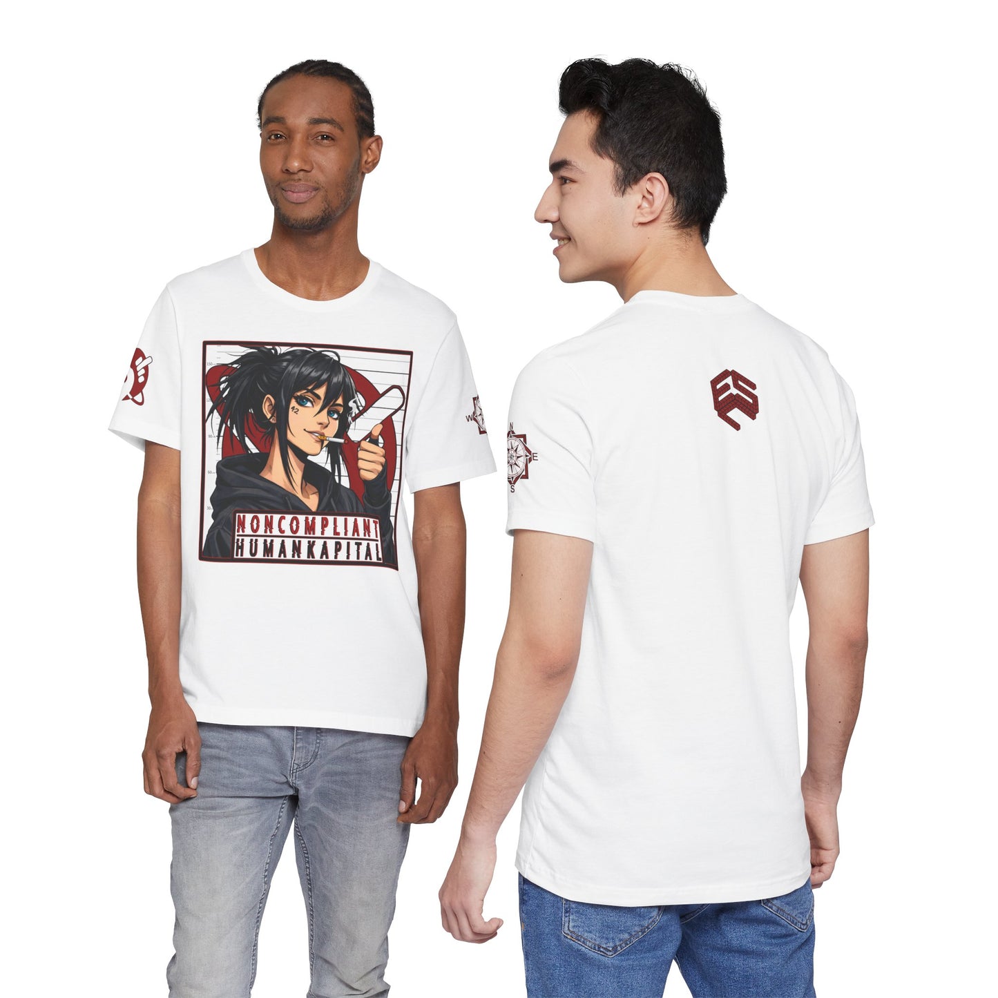 NONCOMPLIANT HUMANKAPITAL - Front Design - 42 RED - Anime Cyberpunk - Unisex Jersey Short Sleeve Graphic T-shirt