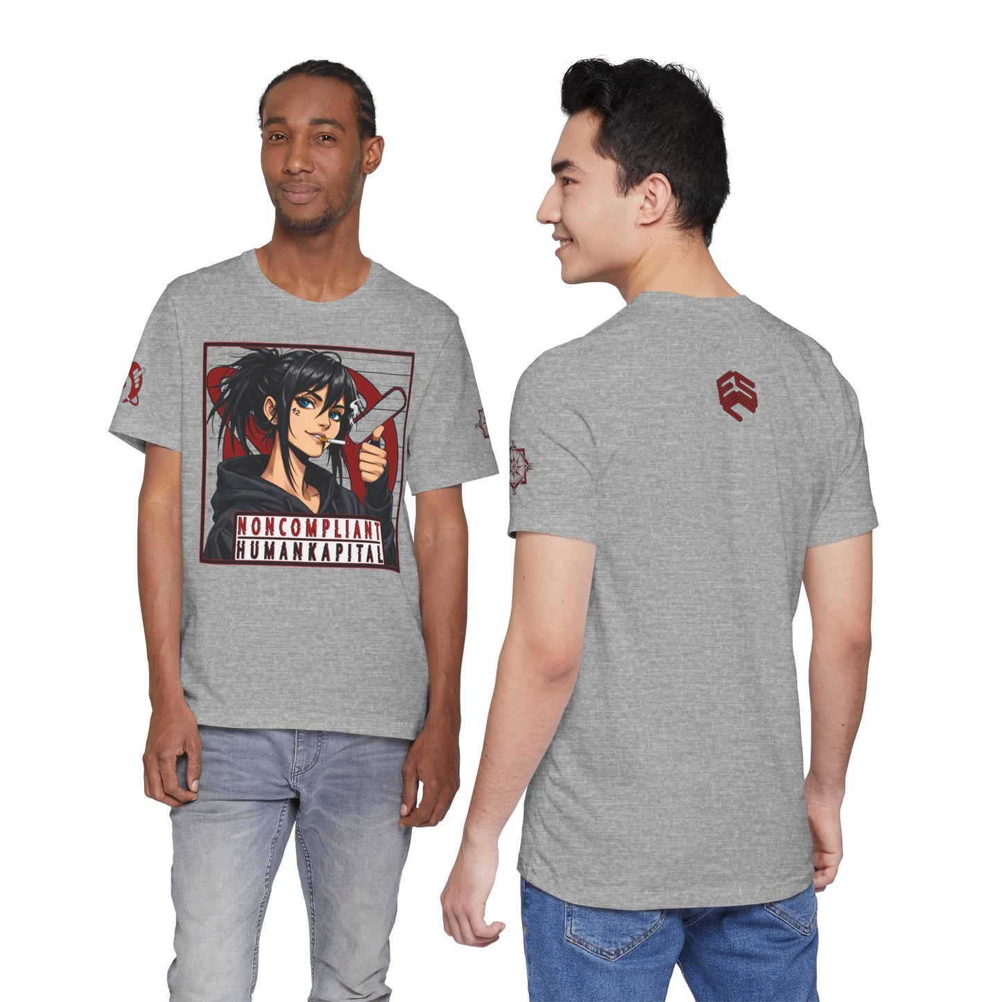 NONCOMPLIANT HUMANKAPITAL - Front Design - 42 RED - Anime Cyberpunk - Unisex Jersey Short Sleeve Graphic T-shirt