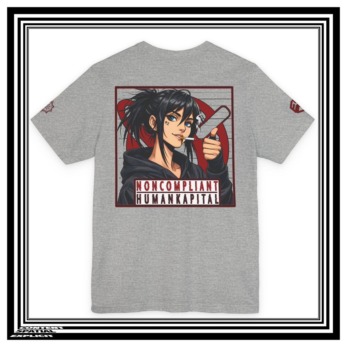 NONCOMPLIANT HUMANKAPITAL - NE'ER-DO-WELL - 42 RED - Anime Cyberpunk - Unisex Jersey Short Sleeve Graphic T-shirt