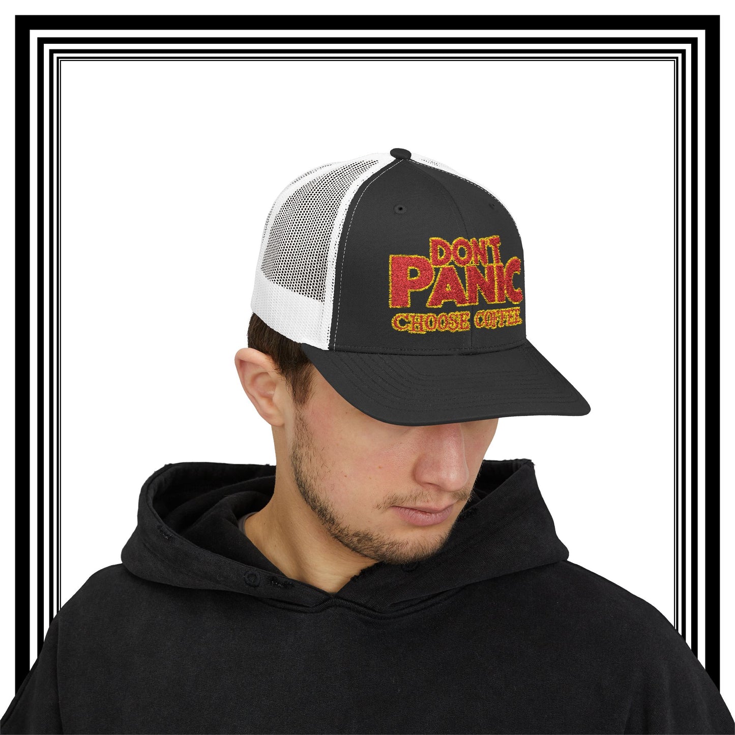Don’t Panic — Choose Coffee Snapback Trucker Cap