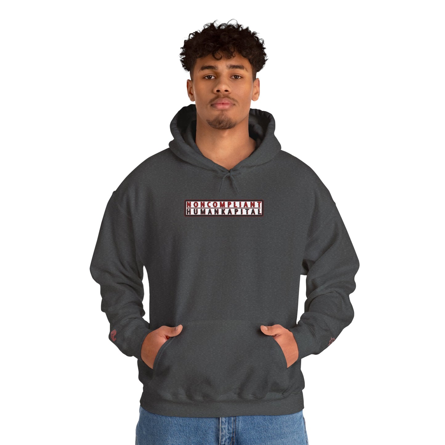 NONCOMPLIANT HUMANKAPITAL - 42 RED - Anime Cyberpunk - Unisex Heavy Blend™ Graphic Hooded Sweatshirt
