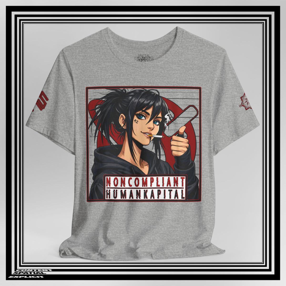 NONCOMPLIANT HUMANKAPITAL - Front Design - 42 RED - Anime Cyberpunk - Unisex Jersey Short Sleeve Graphic T-shirt
