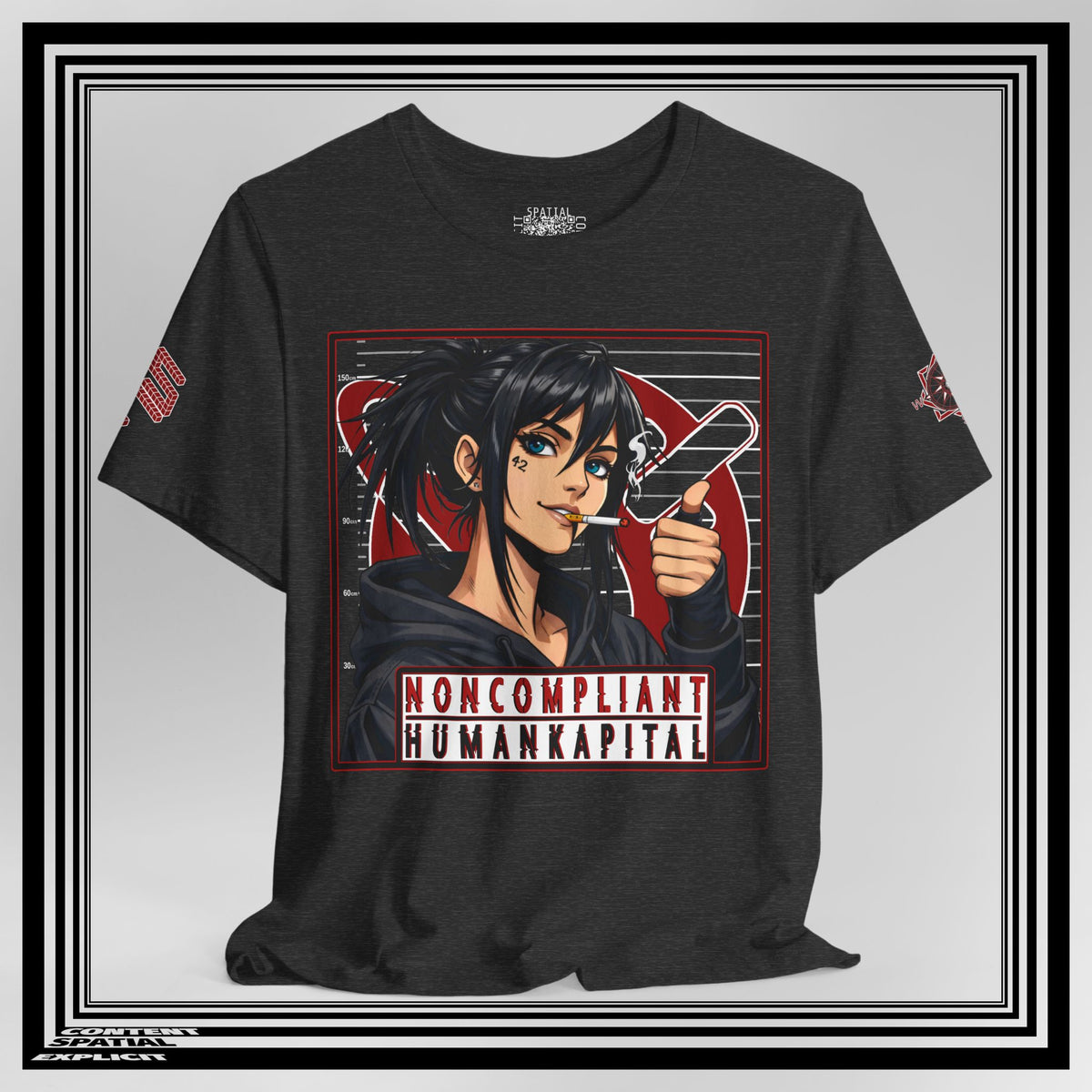 NONCOMPLIANT HUMANKAPITAL - Front Design - 42 RED - Anime Cyberpunk - Unisex Jersey Short Sleeve Graphic T-shirt