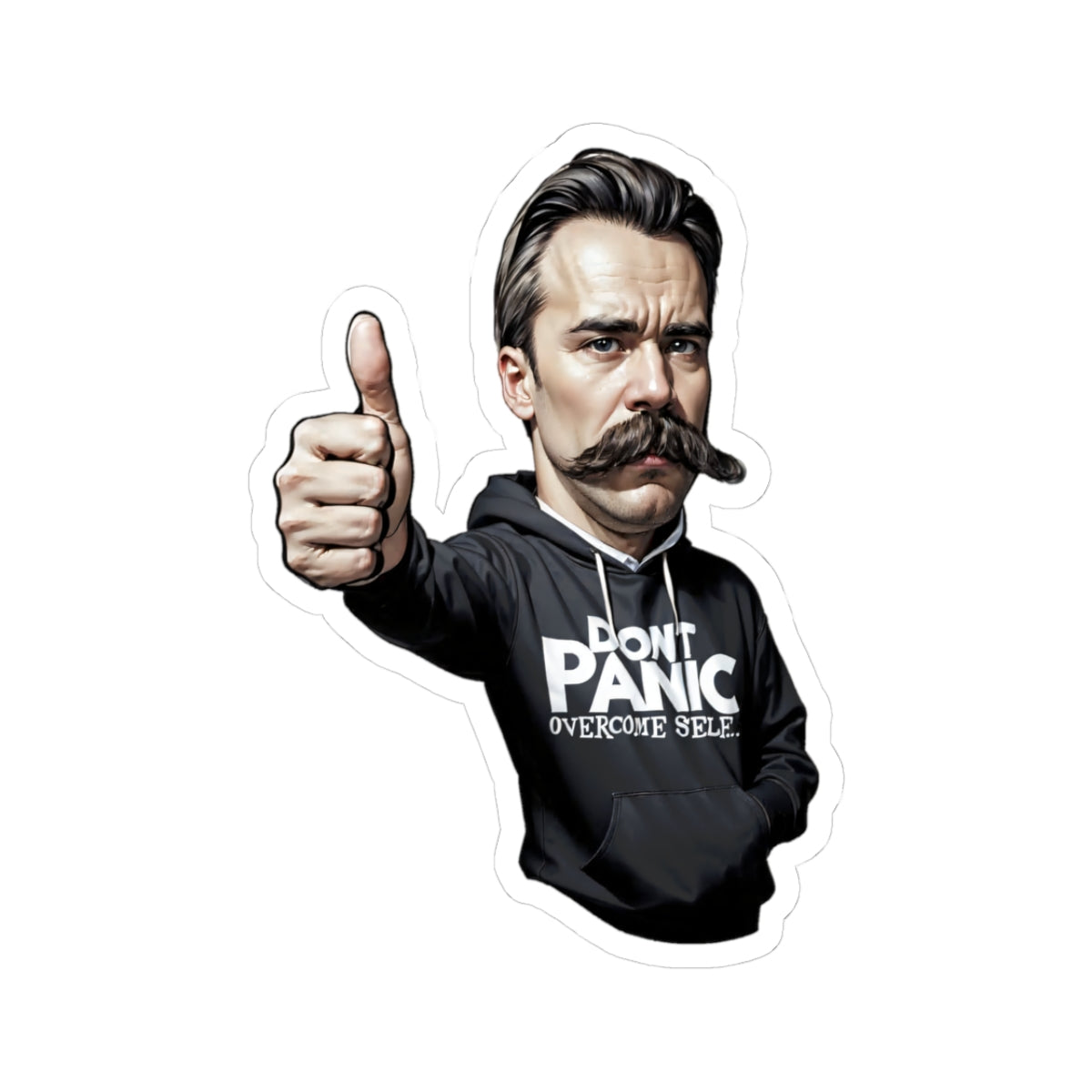 DON'T PANIC - Overcome Self - Thumbs-Up Sticker