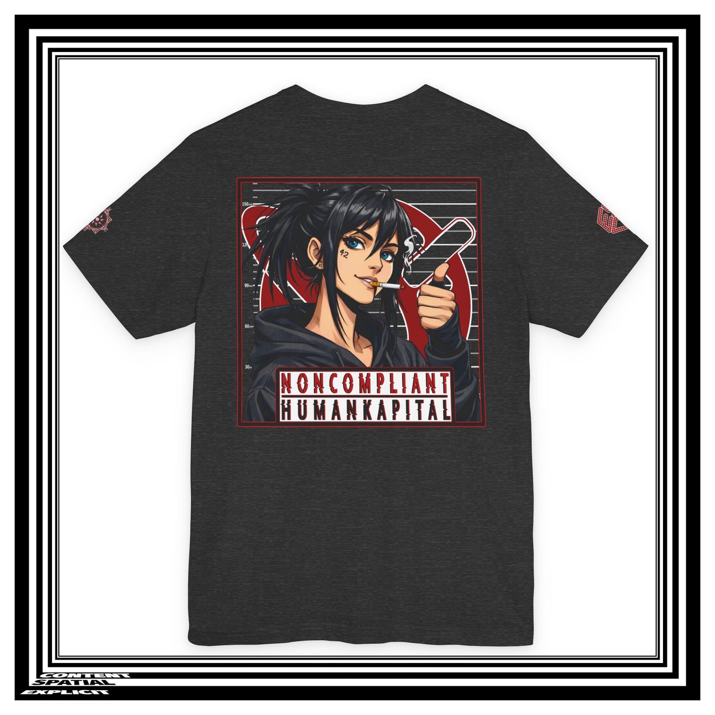 NONCOMPLIANT HUMANKAPITAL - NE'ER-DO-WELL - 42 RED - Anime Cyberpunk - Unisex Jersey Short Sleeve Graphic T-shirt