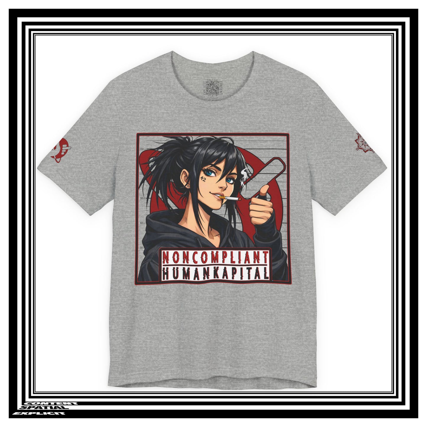 NONCOMPLIANT HUMANKAPITAL - Front Design - 42 RED - Anime Cyberpunk - Unisex Jersey Short Sleeve Graphic T-shirt