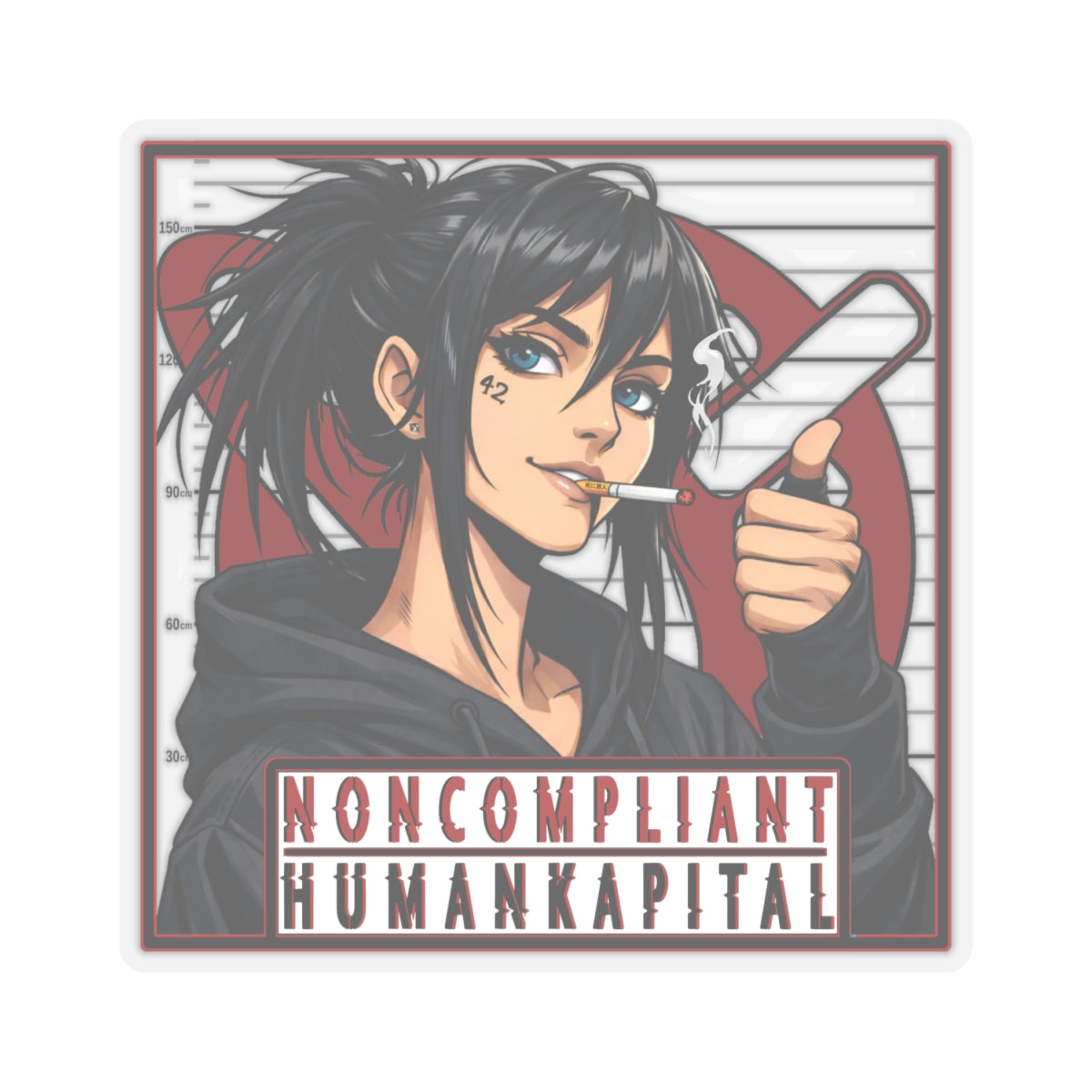 NONCOMPLIANT HUMANKAPITAL - RED- Anime Rebel  - Kiss-Cut Decal
