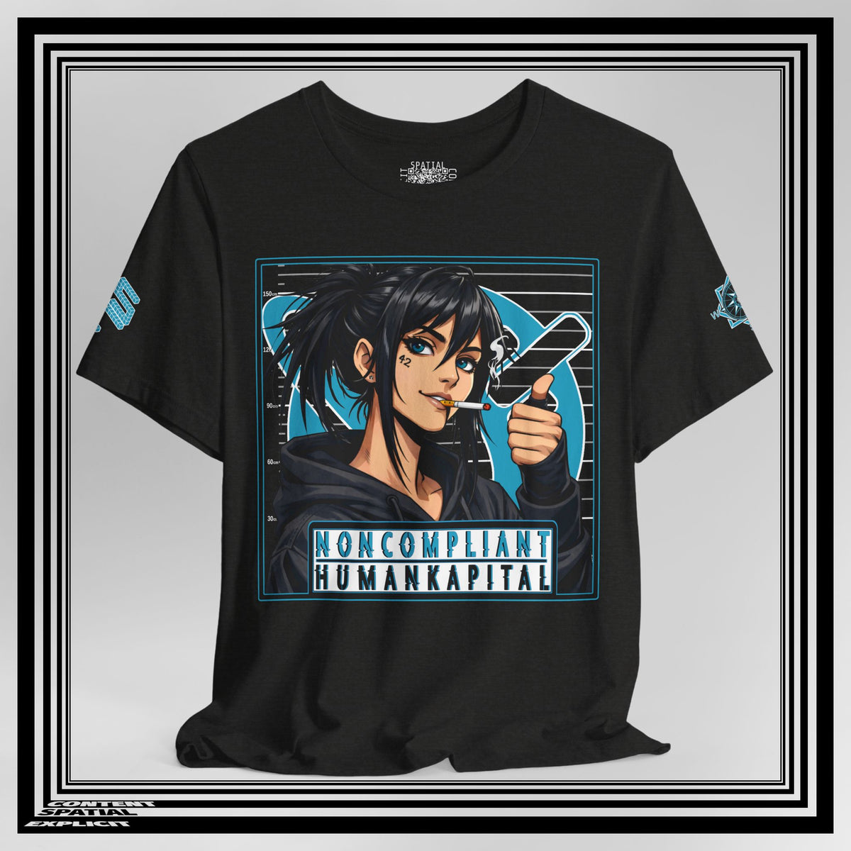 NONCOMPLIANT HUMANKAPITAL - Front Design - 42 BLUE - Anime Cyberpunk - Unisex Jersey Short Sleeve Graphic T‑Shirt